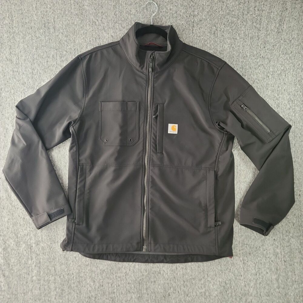 Carhartt Crowley Jacket Mens Large Black Softshell Rain Defender Work Coat 10036